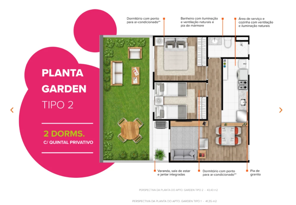 Planta 43m² 0